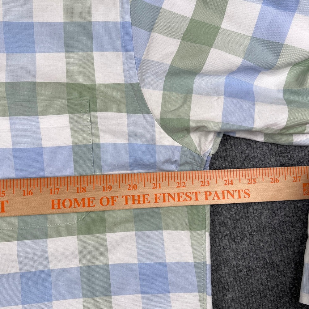 Vintage Brooks Brothers Shirt Mens L Green Blue OCBD Italian Fabric Made in USA - Picture 7 of 10